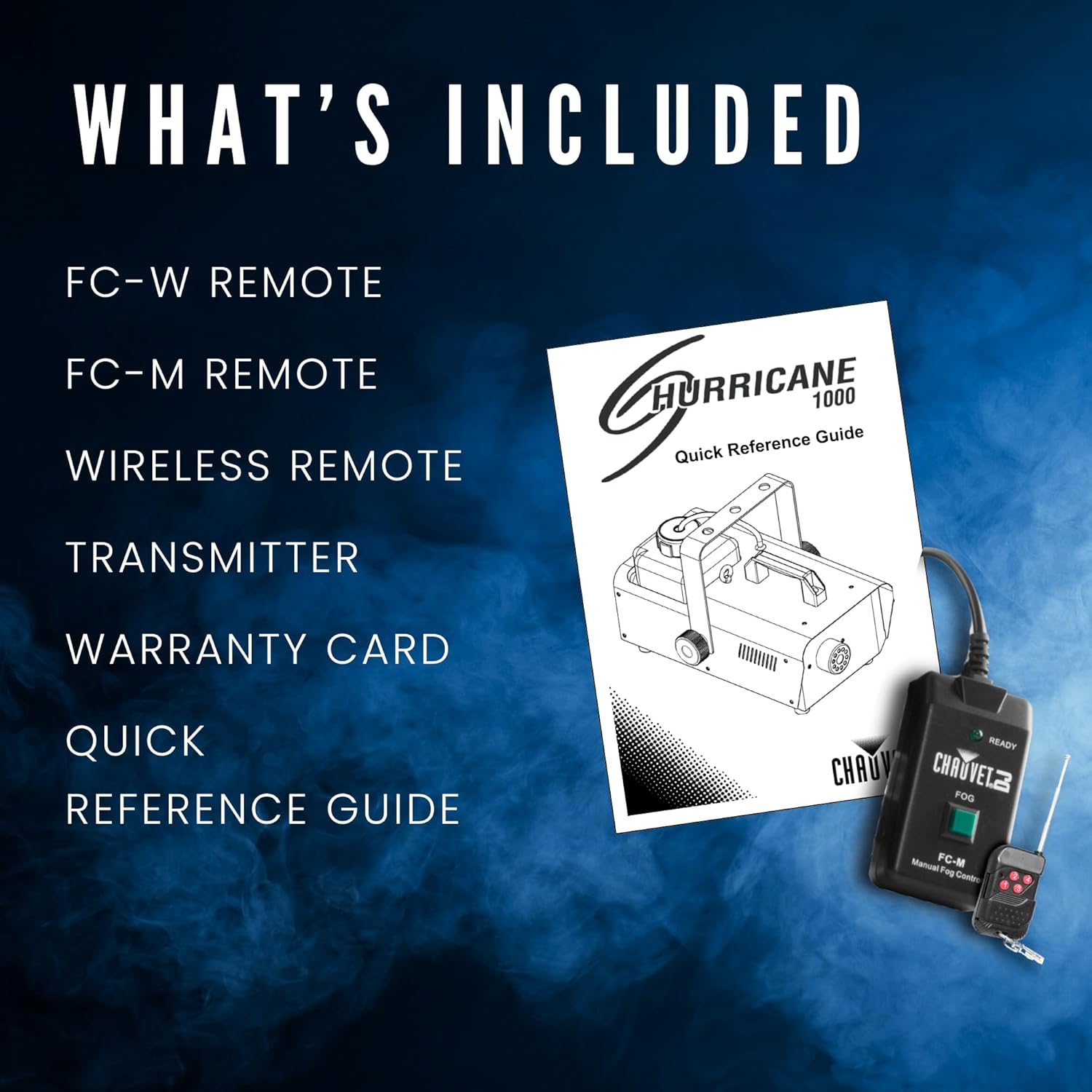 CHAUVET DJ Hurricane 1000 Compact Fog Machine with wireless Remote 1000 Fog Machine