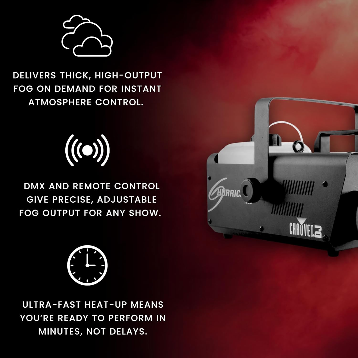 CHAUVET DJ Hurricane 1600 Compact High-Output Fog Machine w/Timer Remote & Automatic Shut-Off